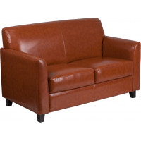 Flash Furniture BT-827-2-CG-GG Hercules Diplomat Series Bonded Leather Loveseat in Cognac